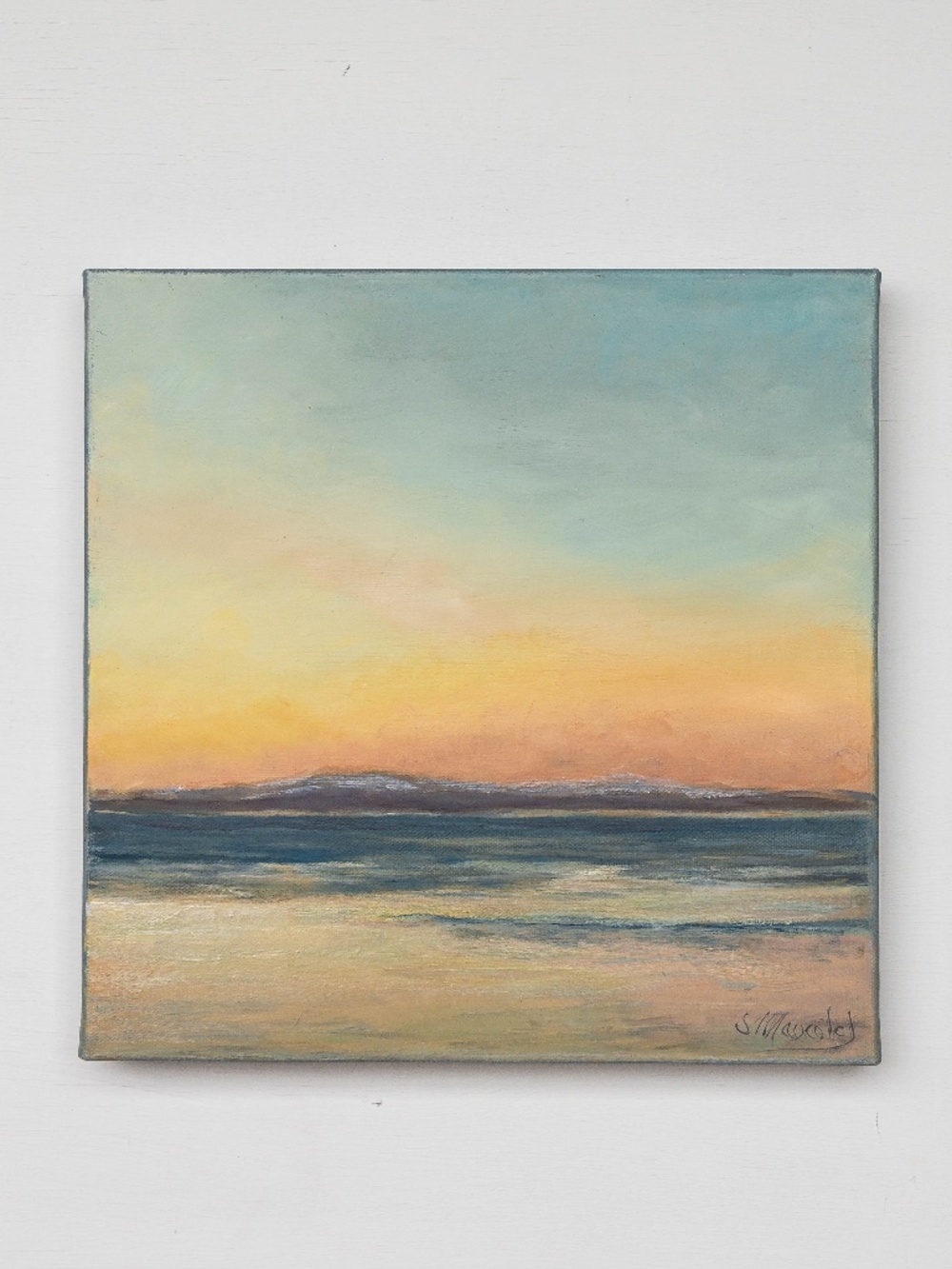 oil painting, waterscape ,"Malbaie sunrise",  12"X12" SOLD BY THE ARTIST